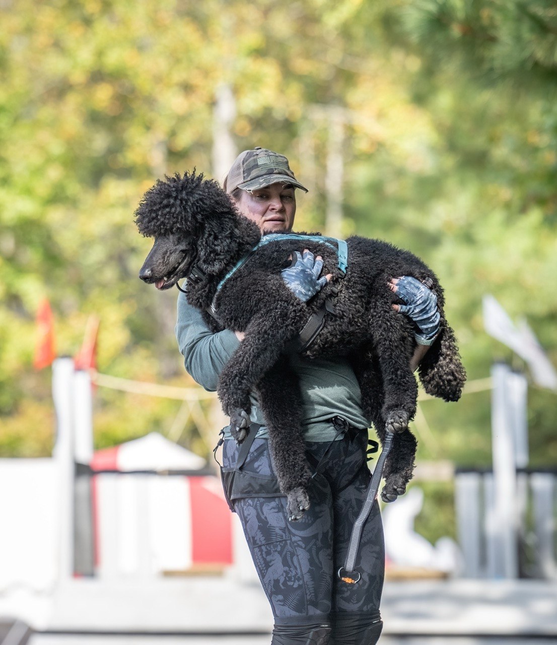 Abigail carrying Enzo at One World